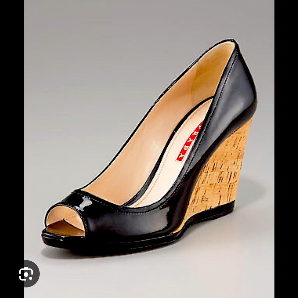 Prada sport cork wedge shoes, sz 37.5